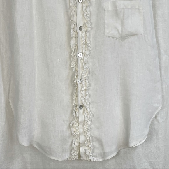 Vintage THE IRISH SECRET Linen Sleeveless Top tank ivory off white - Picture 3 of 15